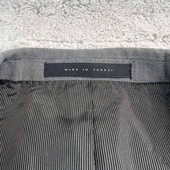 Hugo Boss Virgin Wool Dual Vent Gray Geo Mens Blazer Jacket 44L Woven in Italy - Picture 4 of 13